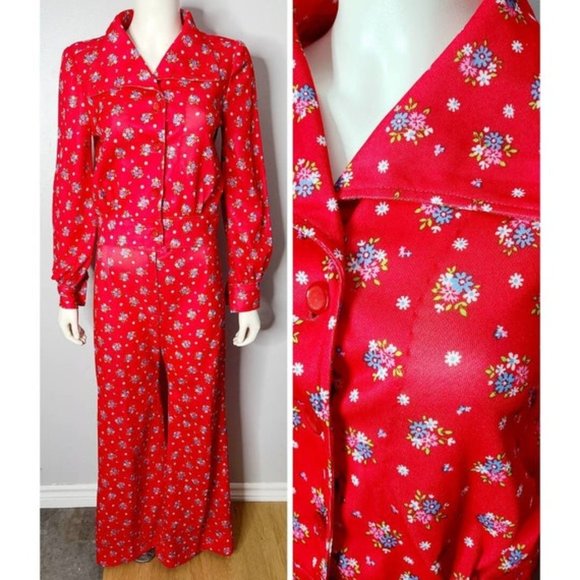 Vintage Jacket & Pants, 60s Matching Set, 70s Floral‎ Pants and Jacket, - Picture 1 of 10
